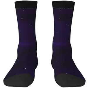 Galaxy Starry Space Purple Starry Comfortabele halfhoge sokken voor mannen en vrouwen - Modieuze volwassen sokken, verhoog je stijl., Galaxy Starry Space Paarse Sterren, Eén Maat