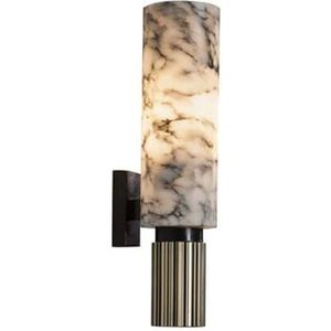 Wandlamp van marmer en koper – Creatieve E27-wandlamp for slaapkamer en woonkamer, moderne nachtkastjes en decoratieve binnenverlichting