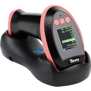 Tera 1D 2D QR barcodescanner met digitaal instellingsscherm en toetsenveld, snelscanner, werkt met Bluetooth 2.4G draadloze en USB-kabelverbinding, Duitse handleiding HW0009, roze