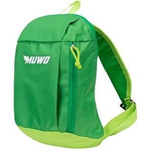 MUWO Adventure mini-rugzak voor kinderen met gewatteerd ruggedeelte, verstelbare schouderbanden, hoofdvak en voorvak met ritssluiting. Hoogte 27 cm, volume ca. 5 liter., groen, S