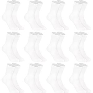 L&K-II 12/24 paar sokken voor dames en heren, zakelijke sokken, zwart/wit, lang, katoen, uniseks, werksokken, wintersokken, 92216, 12 paar, 2027, wit, 35-38 EU