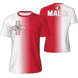 Sport Mesh T-Shirt Malta Vlag voor Running Bike Voetbal Tennis Voetbal Fitness Tees 3D Gedrukt, Meerkleurig, M
