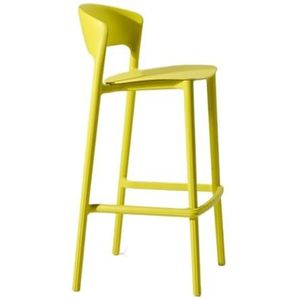 Barkruk Eenvoudige Barstoelen, Huishoudelijke Kunststof Barkrukken Met Rugleuning, Hoge Bureaustoelen, Lichte Luxe Barstoelen Ontbijtkruk(Yellow)