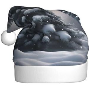 SSIMOO Kerstboom sneeuw pluche kerstmuts voor volwassenen, feestelijke feesthoed, ideaal feestaccessoire voor bijeenkomsten