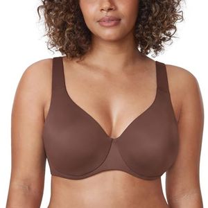 DELIMIRA AISILIN Dames Minimizer BH met beugel zonder padding Volledige cups Grote maten Ondergoed Bruin Violet 90G