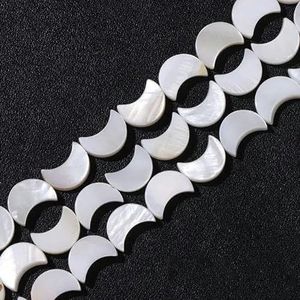 Natuurlijke schelpkralen witte parelmoer schelp hart ronde stervorm kralen voor sieraden maken DIY bedelketting armband 15""-17 halve maan-ongeveer 15 inch