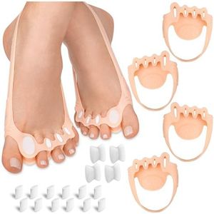 HALUTO Teenspreider voor alle tenen met antislipstrip - 4 stuks - Teenafscheiders - Teencorrector - Hallux valgus corrector - Teenseparators met magneet - Verlicht overlappende tenen - Teenscheider