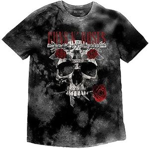 Guns N' Roses T Shirt Flower Skull Band Logo nieuw Officieel Mannen Dip-Dye