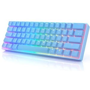 HKKB GK61 Mechanisch Gaming toetsenbord 60 procent | 61 RGB Rainbow LED Backlit Programmeerbare toetsen | USB bedraad | voor Mac en Windows PC | Hotswap Gateron mechanische zwarte schakelaars | blauw