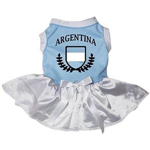 Petitebelle Puppy Hond Kleding Vlag van Argentinië Blauw Katoen Top Witte Jurk, X-Small, Blauw