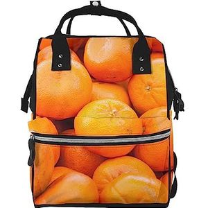 Oranje Print Luiertas Rugzak Multifunctionele Grote Reizen Daypacks Luiertas Voor Moeder Papa, Zwart, One Size