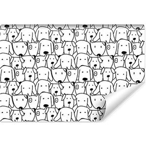 Muralo Vlies fotobehang 135x90 kinderen zwart-wit kleine honden modern behang kinderkamer slaapkamer wandschilderijen wandbehang muursticker XXL Br. 135 cm x hoogte 90 cm