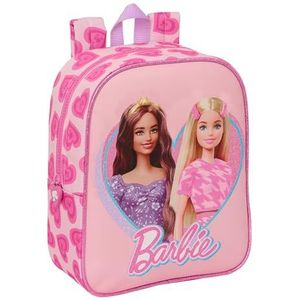 Safta Barbie Love kinderrugzak, schoolrugzak, aanpasbaar aan de kinderwagen, ideaal voor kleuterschool, comfortabel en veelzijdig, kwaliteit en duurzaamheid, 22 x 10 x 27 cm, roze, Roze, Standaard,