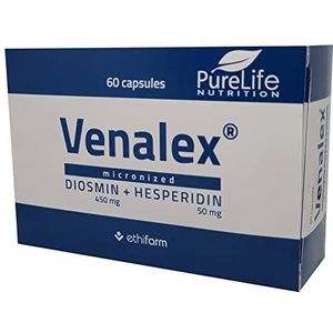 Venalex- MPFF gemicroniseerd Diosmin 450mg en Esperidine 50mg voedingssupplementen microcirculatie en beencirculatie, en Aambeien. Veganistisch, glutenvrij met GMP en ISO 9001 kwaliteitsnormen 60 caps