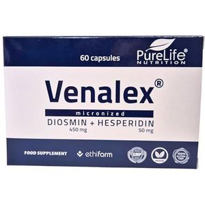 Venalex- MPFF gemicroniseerd Diosmin 450mg en Esperidine 50mg voedingssupplementen microcirculatie en beencirculatie, en Aambeien. Veganistisch, glutenvrij met GMP en ISO 9001 kwaliteitsnormen 60 caps