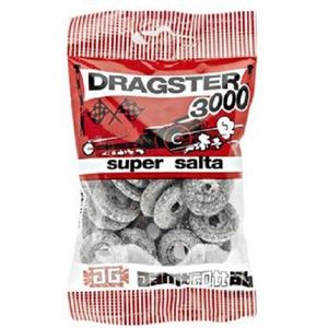 3 Tassen x 50g Dragster 3000 Super Salta - Origineel - Zweeds - Zoute zoethout - Salmiak - Salmiac - Wijntandvlees - Snoepjes - Snoepjes