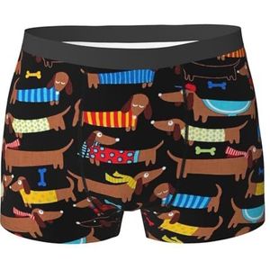 ZJYAGZX I Love My Dog teckels print boxershorts voor heren - comfortabele onderbroek voor heren, ademend, vochtafvoerend, Zwart, S