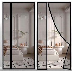 Magnetic Door Mosquito Net, 135x195cm Totally Magnetic Anti-mosquito Curtain Automatic Closing Breathable Resistant, Mosquito Net with Magnet and Door Buckle Black