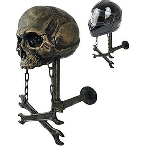 Schedelhelmenrek | Motorhelmen Rack Skull | Afneembare harsambachten, helmenhouder voor muurbevestiging, helmenaccessoires voor motor en fiets