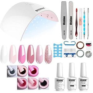 Vishine Complete set 36 W uv-lamp LED nageldroger 6 semi-permanente nagellak top base coat manicure gereedschap accessoires nail art kit cadeau starter