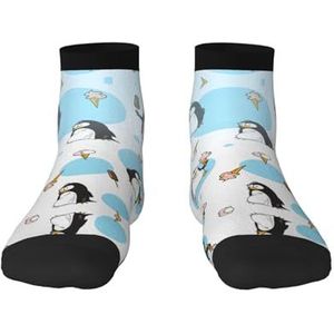 Leuke pinguïns print veelzijdige sportsokken voor casual en sportkleding, geweldige pasvorm voor voetmaten 36-45, Schattige pinguïns, Eén Maat