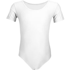 Aquarti Meisjes Balletpak met Korte Mouw, Wit, 128