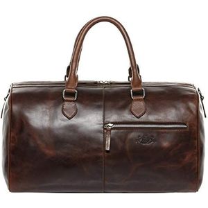 SID & VAIN Weekender Seattle van premium leer, grote sporttas voor heren en dames, extra laptophoes, reistas, cabinemaat, handgemaakt, bruin-cognac, Large, reistas