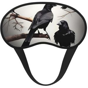 Slaap-oogmasker voor dames en heren, zacht, comfortabel slaapmasker, verduisterend, slaapoogbedekking voor reizen, yoga, dutje, werk, zwarte kraai, vogels op een tak