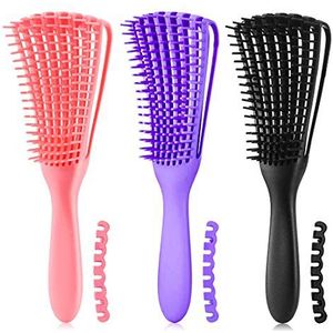 Ontwarrende Borstel voor Afro America/Afrikaans haar getextureerd 3a tot 4c kinky golven/krullend/krullend/nat/droog/olie/dik/lang haar, knopen ontklitter hoofdhuid massage kam haarontklitter voor