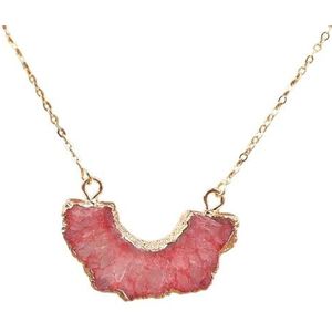 Bohemia Women Geode Agates Sun Flower Pendant Chains Necklace Simple Drusy Solar Flower Slab Beads Necklace Handmade Jewelry (Color : Pink Gold)