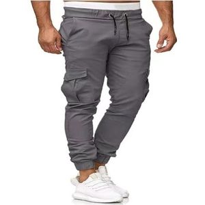 Heren Joggingbroek Cargobroek For Heren Casual Stretch Jogging Werkbroek Elastische Taille Trekkoord Taps Toelopende Joggingbroek(Light Grey,4XL)