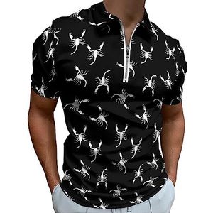Grote Scorpion Silhouette Polo Shirt voor Mannen Casual Rits Kraag T-shirts Golf Tops Slim Fit