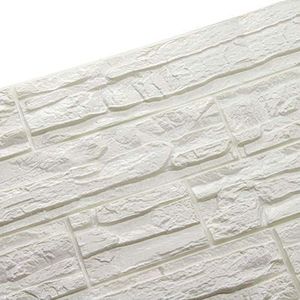 Ray-Velocity WANWEITONG 3D-schuim baksteenbehang, doe-het-zelf zelfklevende 3D-muurstickers behang in reliëf baksteen keramische tegels stenen wandpanelen voor woonkamer thuiskantoorinrichting (12