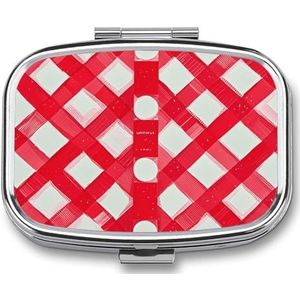 Rood Wit Geruit Pillendoosje Geneeskunde Pil Organizer Kleine Pil Case Reizen Pil Container Draagbare Pil Case voor Pocket 2 Compartiment Pillenhouder Pillendozen voor Reizen