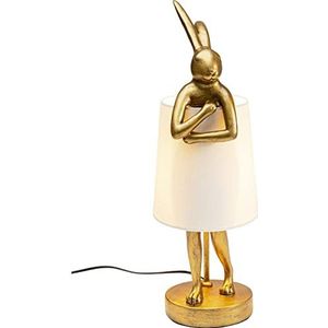 Kare Design tafellamp Animal Rabbit goud/wit, lamp, lampenkap 100% linnen, bedlampje, decoratieve lamp, lamp niet inbegrepen, 50 x 17 x 20 cm