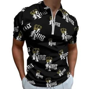 King With Crown Half Zip Up Polo Shirts Voor Mannen Slim Fit Korte Mouw T-shirt Sneldrogende Golf Tops Tees L