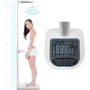 Physician Body Weight Scale,Capaciteit Van 440 Lb Lichaamsgewichtweegschaal Voor Arts Gereedschapshoogte Lichaamsvetanalysator,Met Lcd-Scherm Voor Gewicht/Lengte/Obesitaswaarde/Bmi-Meting