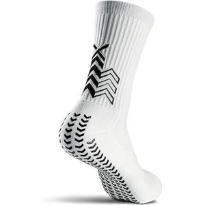 SOXPro Classic Antislipsokken, grippijlen van siliconen, anti-blaas, ademend, stabiliteit en controle, hardlopen, voetbal, fietsen en tennis (DE/NL/SE/PL, Alfabetisch, M, Regular, Regular, White)