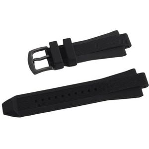 INEOUT 29 Mm X 13 Mm Horlogeband Compatibel Met Michael Kors Mk8184 8729 9020 MK8152 MK9020 MK9026 Siliconen Horlogebandaccessoires Met Verhoogde Mond (Color : Black Black Buckle, Size : 29mm)