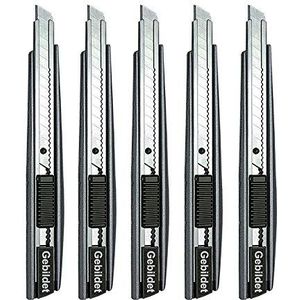 Gebildet 5pcs Professioneel Roestvrijstalen Snijmes/9mm Afbreekmessen/60 Graden Foliemes/Universeel Mes/Grafisch Mes/Geweldig voor Folies,Behang,Ambachten,Dozen