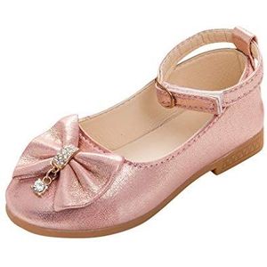 95sCloud Ballerina's voor baby's, meisjes, prinsessenschoenen, kleine pailletten, PU-leer, babyschoenen, gesloten ballerina met klittenbandsluiting, schattige zachte zool, antislip loopschoenen, roze, 24 EU