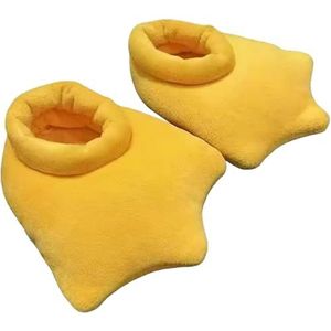 ENIXWH Pantoffels met eendenvoeten, slippers voor kinderen, volwassenen, dames, grappige pluche, winter, wollige slippers, geel, 39 EU
