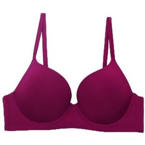 GDNIA Push Up Deep V voor dames, perfecte oksel-gladmakende beha, naadloos T-shirt, beugel-lungebeha, wijnrood, 75F