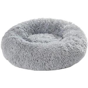 Rond pluche hondenbed Afneembaar wasbaar huisdiermat met ritssluiting Warm slapen Kattenbakvulling Zacht mandkussen Draagbaar (Color : LightGrey, Size : L-70)