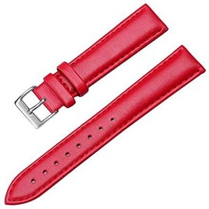 horlogebandjes, lus horlogebandje, 12 mm-22 mm kleurrijke huidvriendelijke platbinding dunne lederen horlogeband vervangende dameshorlogeband met installatiegereedschap (Color : Dark Pink Type 1, Si