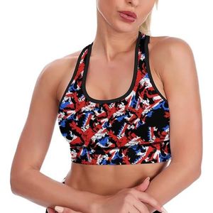 Engeland Britse Leeuw Ademend Sport Bras Voor Vrouwen Draadloze Workout Yoga Vest Ondergoed Racerback Crop Tank Top 2XL