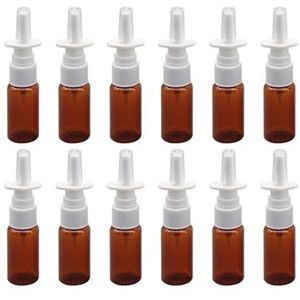 12 STKS 10 ml/3.4 oz Amber Plastic Fijne Mist Spuiten Verstuivers Lege Hervulbare Neusspray Fles Reizen Make-up Water Container Voor Zout Water Make-up Water Parfum Essentiële Oliën