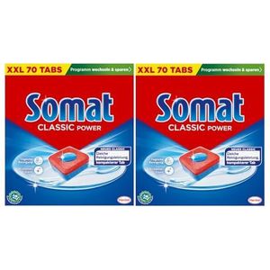 Somat Classic Power Tabs voor vaatwasser, 140 tabletten, krachtige reiniging voor stralend schoon servies