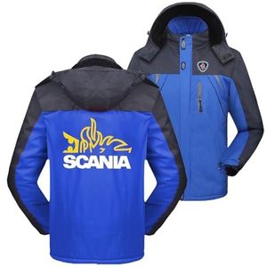 Heren Sherpa Line Ski-jas Voor Scania Kleurblokkerende Skipakken Afneembare Capuchon Windjack Afdrukken Rits Parka Snowboarden Uitloper Tops-Blue||S