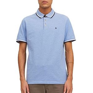 JACK & JONES Men Slim Fit Polo Shirt | JJEPAULOS Uni Summer Shirt | Collar Shortsleeve Basic Pique Cotton, Colour:Blue-3, Size:XL